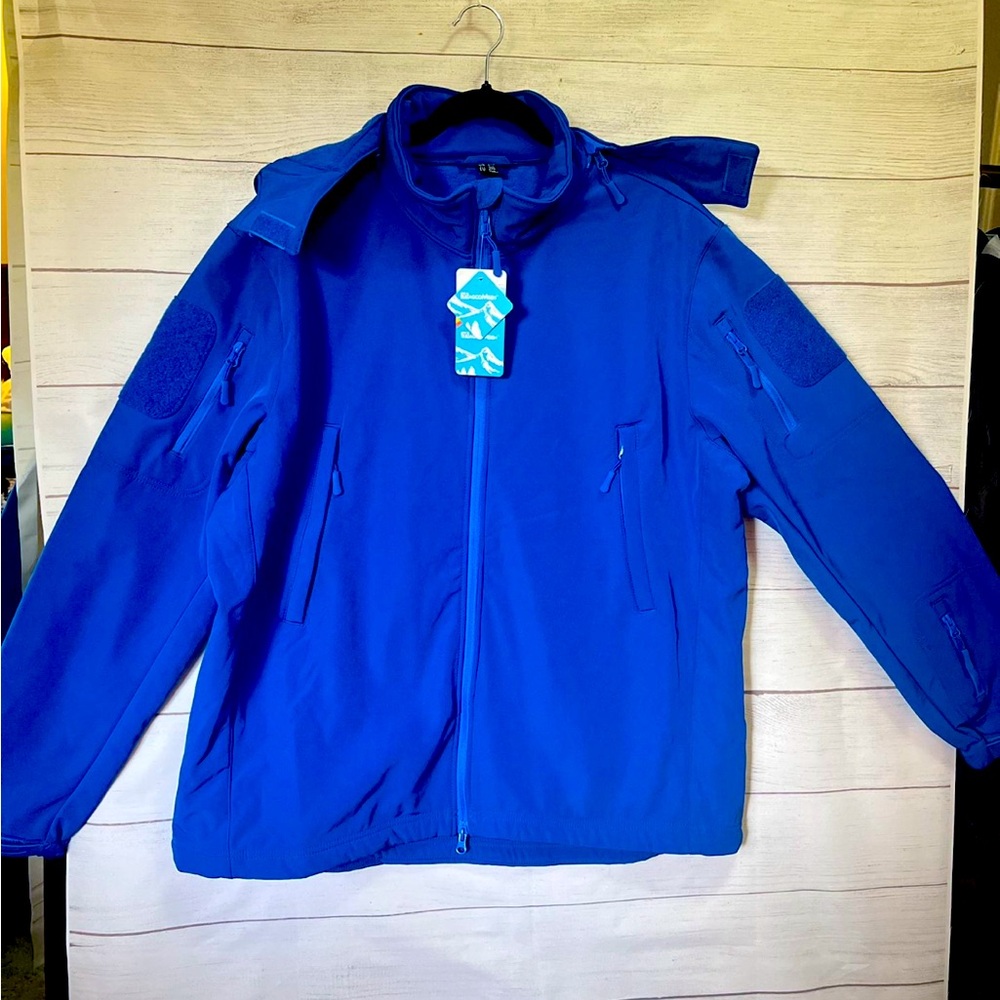 Men’s Waterproof Blue Hoodie Fleece Jacket MagcoMsen Size 2XL  New